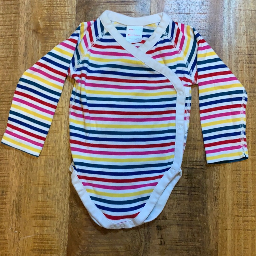 Hanna Andersson Striped Long Sleeve Bodysuit - Red, Yellow, Blue, White